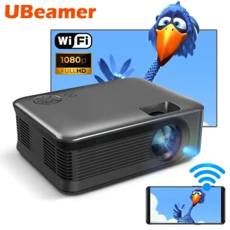 Ubeamer A30C Mini Projector: Portable 3D Theater with WiFi Sync for Android and iOS Smartphones, Supports 4K and 1080P Movies. LED Smart Cinema Experience.