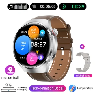 New GPS Smart Watch for Men, Compatible with Huawei GT4 Pro. Featuring a 360x360 HD Screen, Heart Rate Monitoring, Bluetooth Calling, NFC, and IP68 Waterproof Rating. This Smartwatch Also Monitors Blood Sugar Levels.