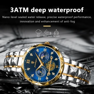 POEDAGAR Luxury Men's Wristwatch: Waterproof Luminous Chronograph Watch, Stainless Steel Quartz Timepiece for Men